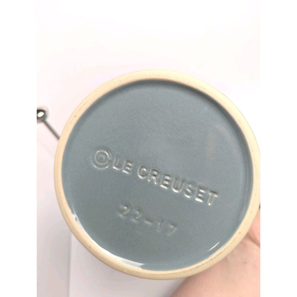 Le Creuset Stoneware 1 Liter French Press Coffee Pot Sea Salt Blue Green Rare - Picture 6 of 6